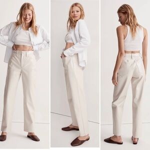Madewell New Perfect Vintage Straight Pant Faux Leather Ed Vintage Linen NWT 31